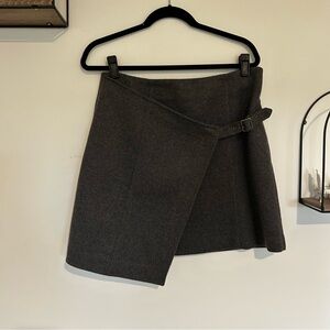 Maeve Dark Gray Wrap Mini Skirt